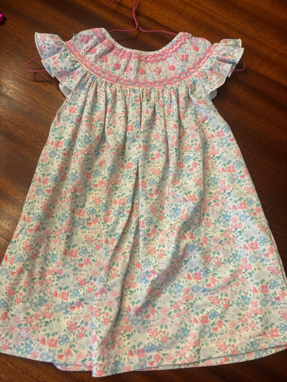 Smocked Floral Toddler Dress in Pink & Blue